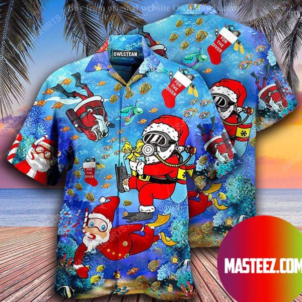Christmas Holiday Santa Claus Diving  Hawaiian Shirt