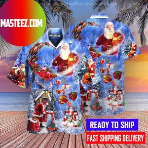 Christmas Holiday Santa Is Coming Town Full Print Hawaiian Shirt