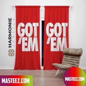 Got’ Em White In Red Background Window Curtain