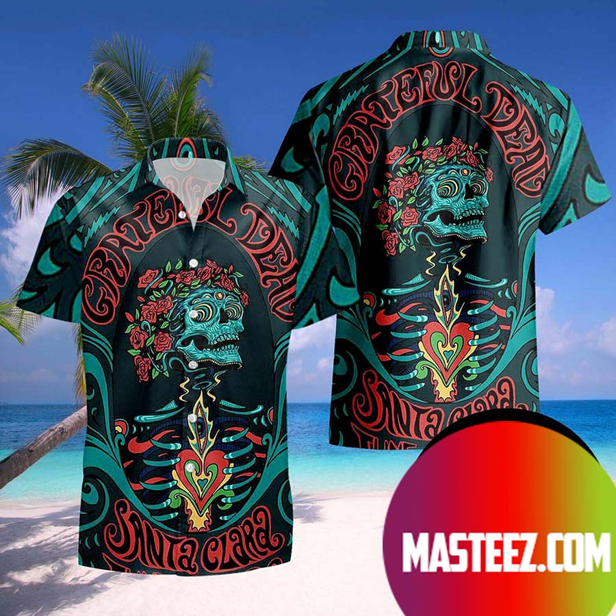 Grateful Dead Band Santa Clara Skull Hawaiian Shirt