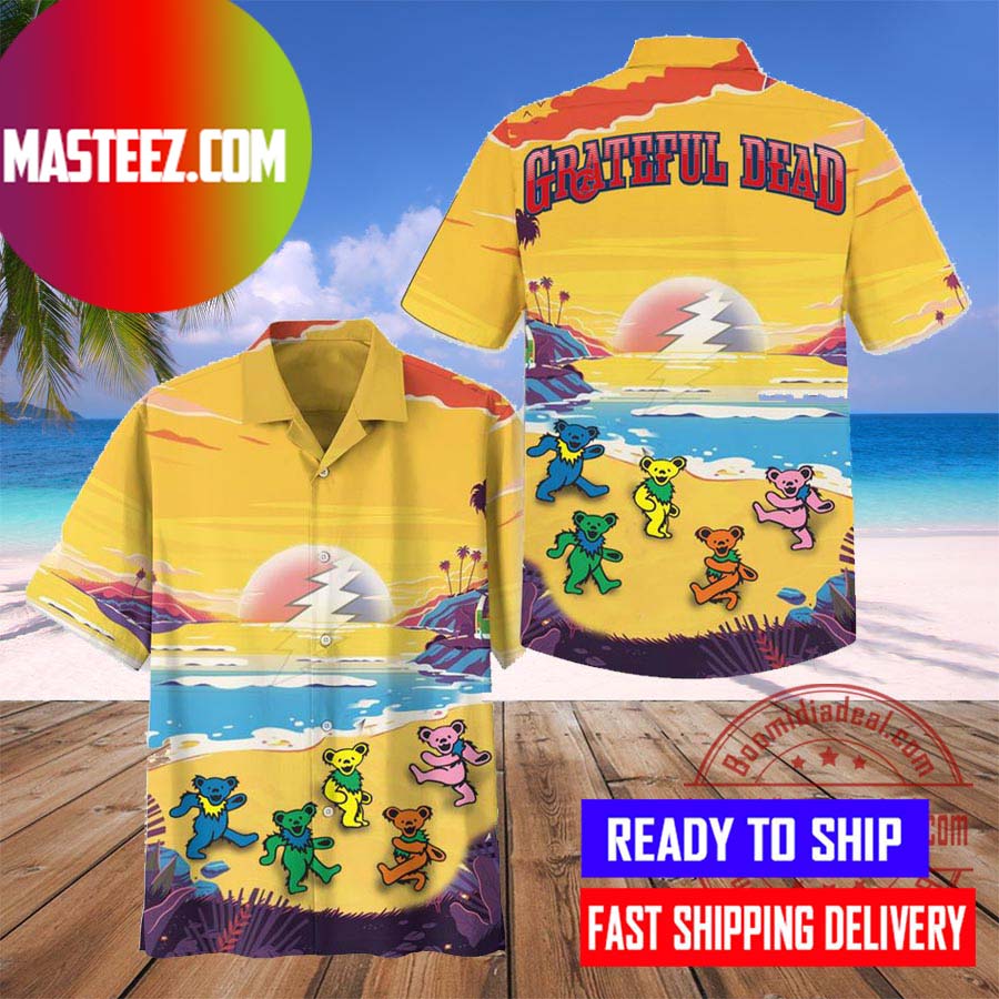 Hawaiian Shirt Colorful Dancing Bears Grateful Dead Aloha Shirt - Upfamilie  Gifts Store