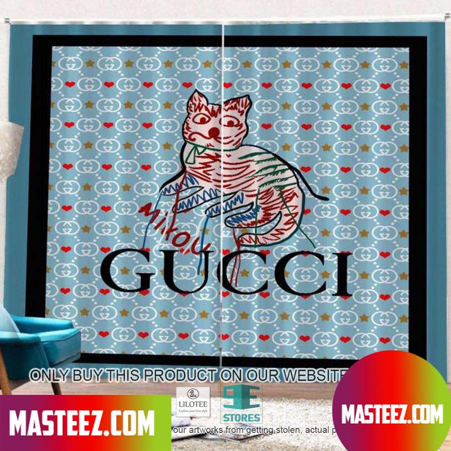 Gucci X Mickey Mouse Disney In Black Backgound Windown Curtain - Masteez
