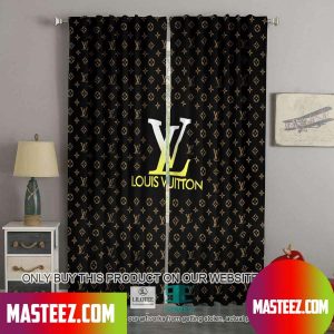 Louis Vuitton Gold Gradient Logo Black Windown Curtain