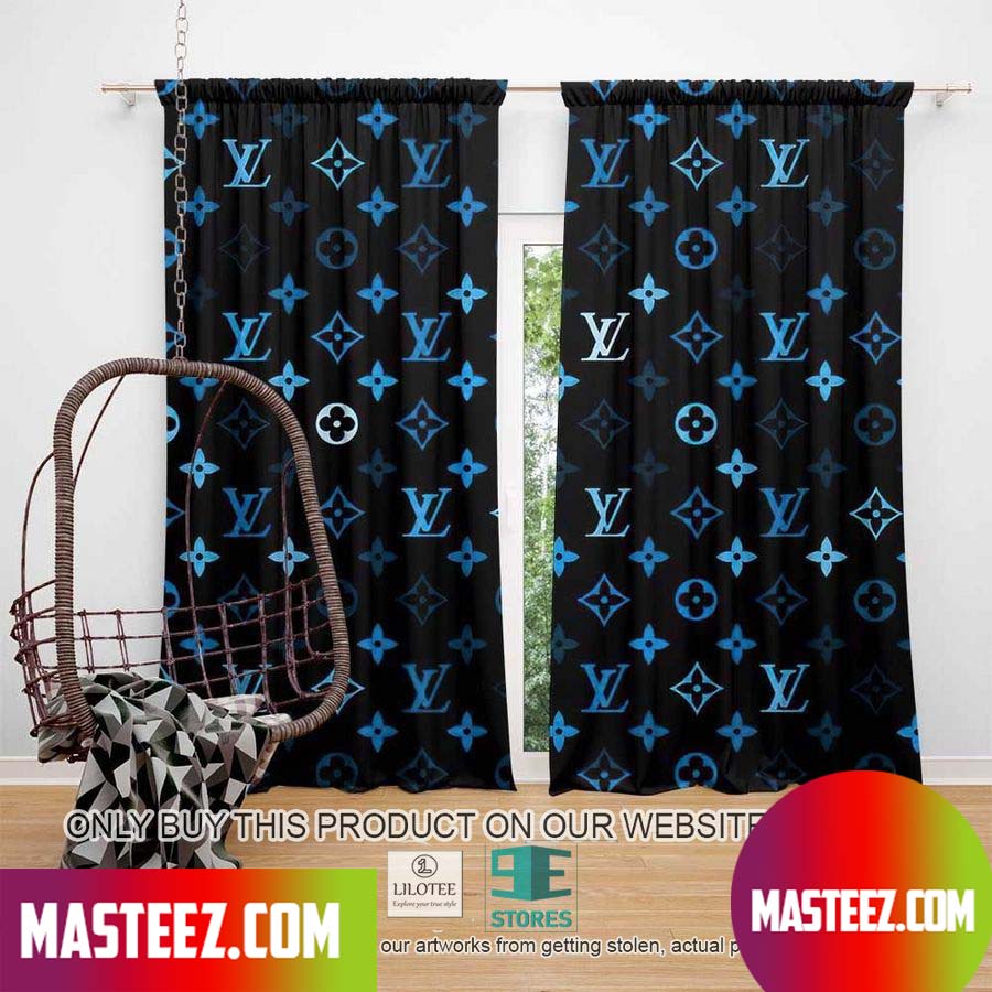 Louis Vuitton Luxury Blue LV Black Windown Curtain - Masteez