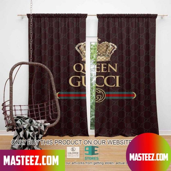 Queen Gucci Luxury In Brown Background  Windown Curtain