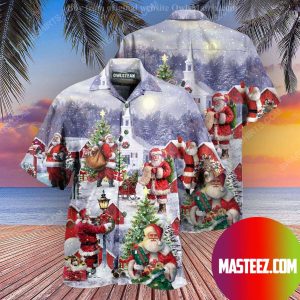 Santa Claus Is Coming Town In Christmas Night  Hawaiian Shirt