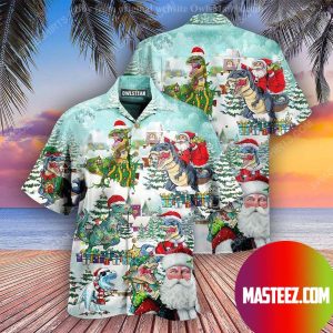 Santa Claus Riding A Dinosaur Hawaiian Shirt