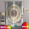 Versace Gold Border Pattern Grey Windown Curtain