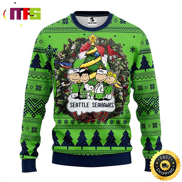 Seattle Seahawks Logos American Football Snoopy Dog Christmas Ugly Sweater  - Best Seller Shirts Design In Usa