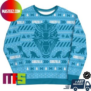 Godzilla Blue Snowflake And Godzilla Pattern Best For Holiday Ugly Christmas Sweater
