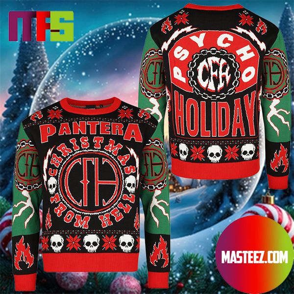Pantera Christmas From Hell Psycho Holiday Snowflake Pattern Holiday Ugly  Christmas Sweater - Masteez