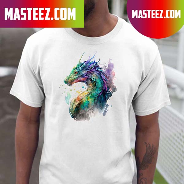 Colorful Fantasy Dragon in Watercolor Classic T-Shirt
