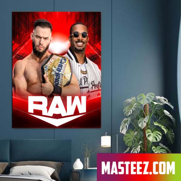 Austin Theory Takes On A Fired-Up MontezFordWWE  USChampion Poster Canvas