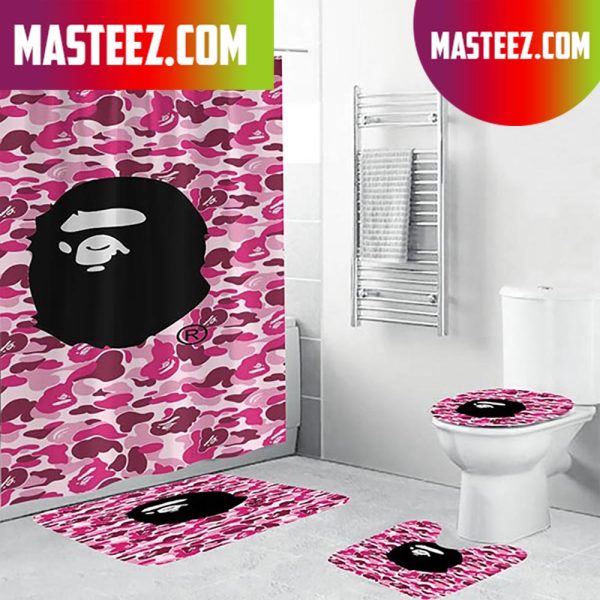 Bape Signature Pink Camo With Big Ape Logo Bathroom Set