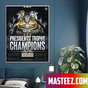 Boston Bruins Presidents Trophy Champions NHL Poster Canvas