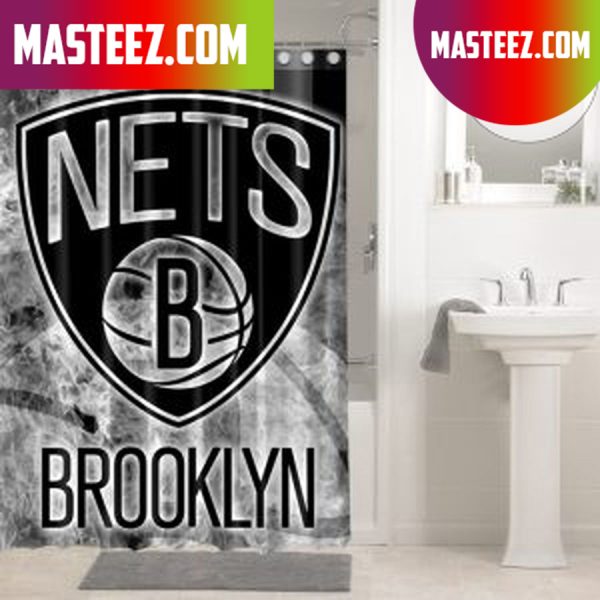 Brooklyn Nets Nba Basketball  Bathroom Shower Curtain Set