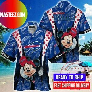 Buffalo Bills Mickey Mouse Palm Leaves Pattern Hawaiian Shirt