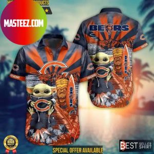 Chicago Bears NFL Baby Yoda Star Wars Hawaiian Shirt