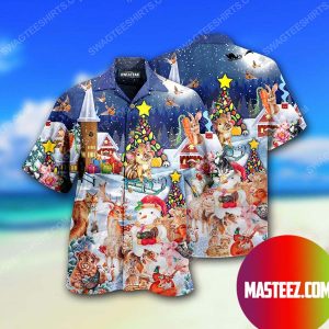 Christmas Holiday And Happy Animals Full Print Hawaiian Shirt