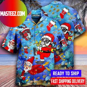 Christmas Holiday Santa Claus Diving full Hawaiian Shirt