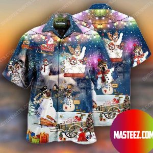 Christmas Holiday Snow Dogs Hawaiian Shirt