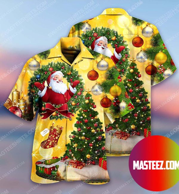 Christmas Tree And Santa Claus Hawaiian Shirt