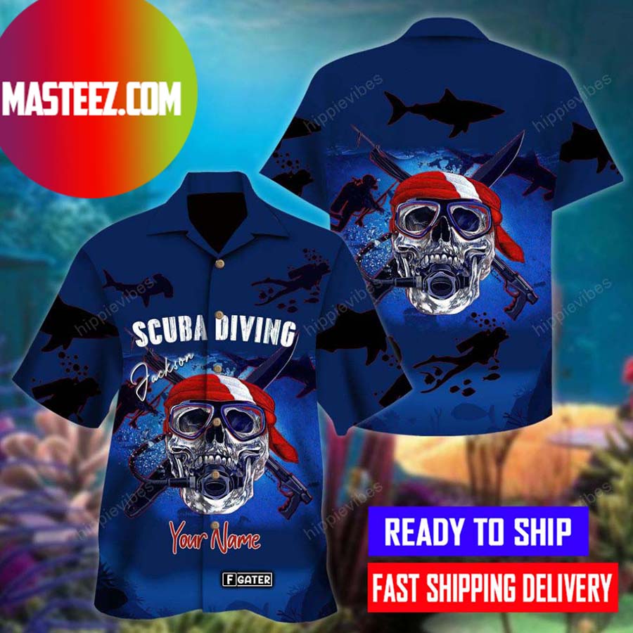Diving Shirt Pirate Skull Scuba Diver Custom Hawaii Shirt
