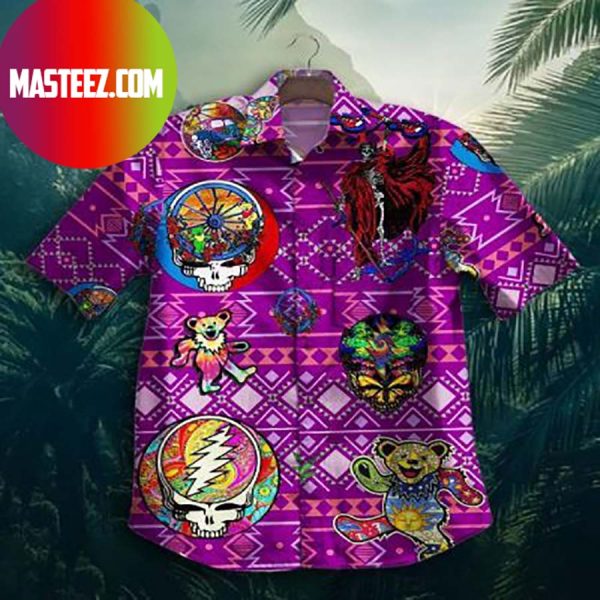 Gettyshirt Skull Tropical Vintage Grateful Dead Dancing Bears Hawaiian Shirt