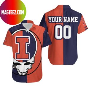 Grateful Dead Skull Illinois Fighting Illini NCAA Hawaiian Shirt