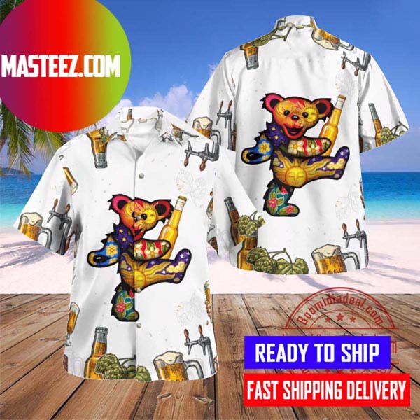 Greatful Dead Band Dancing Bear Beer Hawaiian Shirt