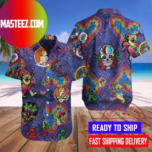 Greatful Dead Dancing Bear Big Logo Illusion Hawaiian Shirt