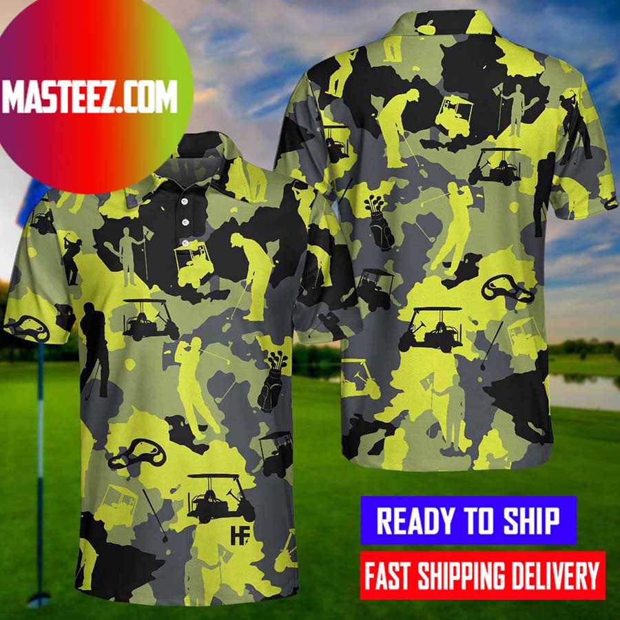 Green And Grey Camouflage Golf Military Camo Golf Hawaiian Shirt