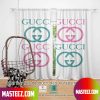Gucci Big Yellow Logo Red Green Line In White Background Windown Curtain