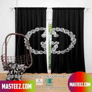 Gucci Silver Flower Logo Black Windown Curtain