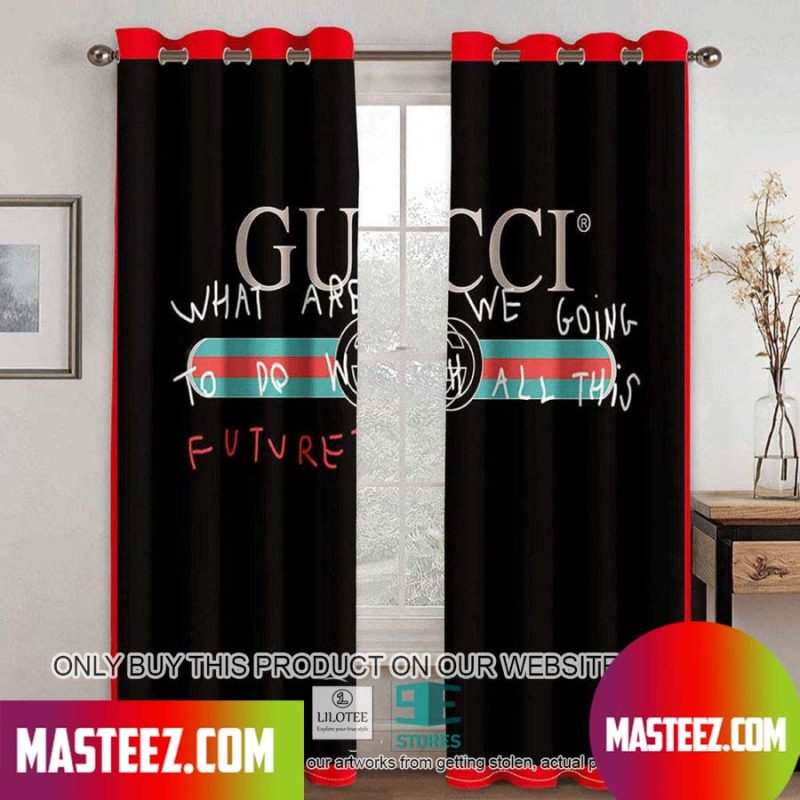 Gucci X Mickey Mouse Disney In Black Backgound Windown Curtain - Masteez