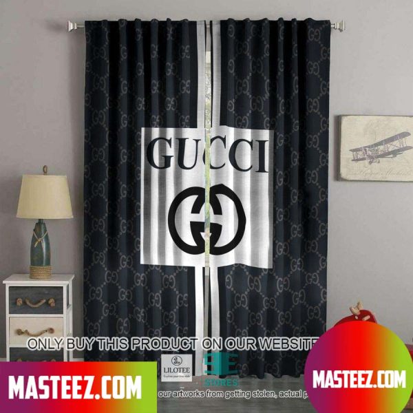 Gucci White Middle Square Black Windown Curtain