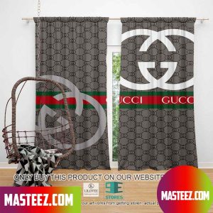 Gucci White logo Grey Windown Curtain