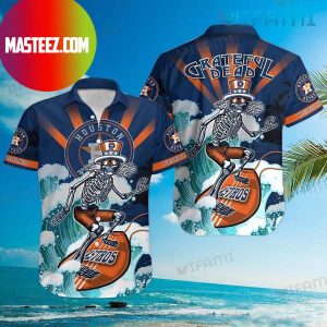 Houston Astros MLB Grateful Dead Skeleton Surfing Hawaiian Shirt