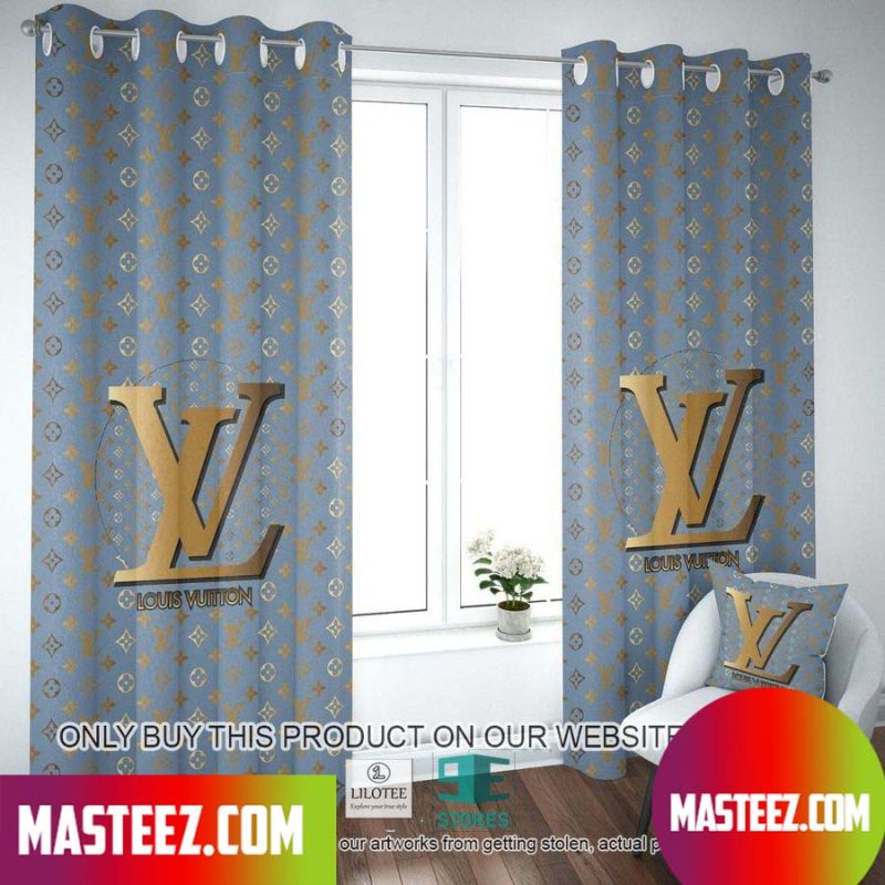 Louis Vuitton Big Deep Blue Logo In Blue Monogram Window Curtain - REVER  LAVIE