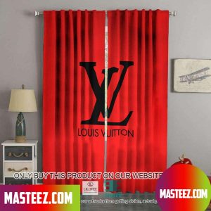 Louis Vuitton Big Black Logo In Red Background Windown Curtain