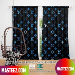 Louis Vuitton Luxury Blue LV Black Windown Curtain