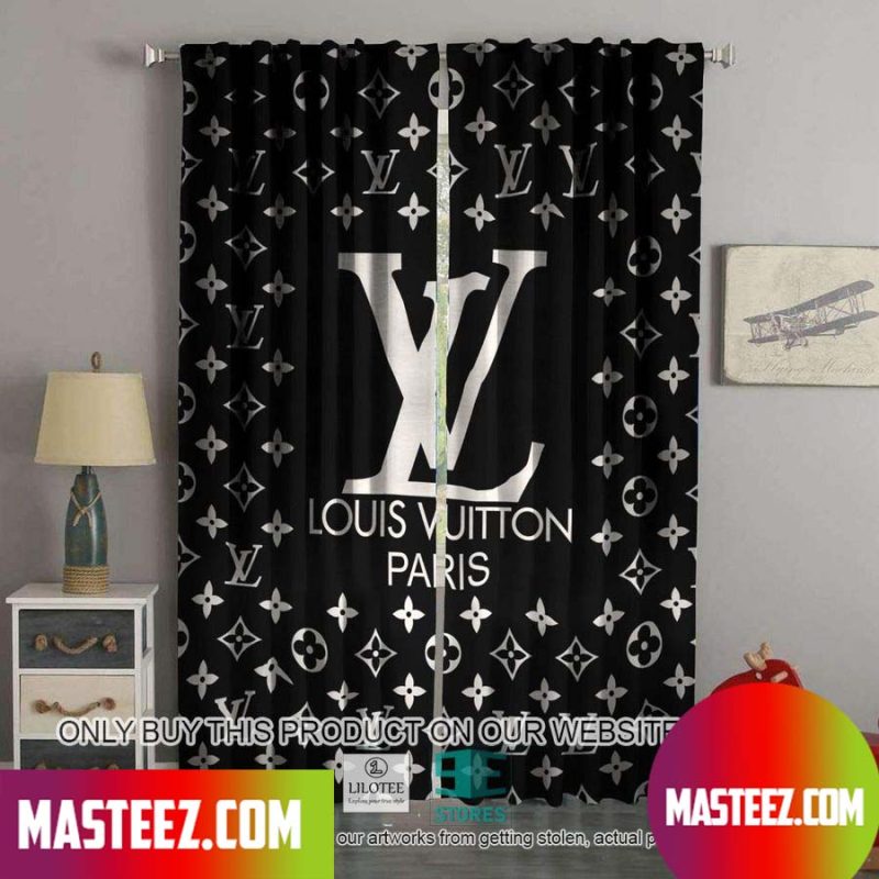 Louis Vuitton White LV Pattern Black Windown Curtain • Kybershop