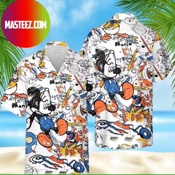 Mickey Mouse Cartoon Pattern Drawing Hawaiian Shirt