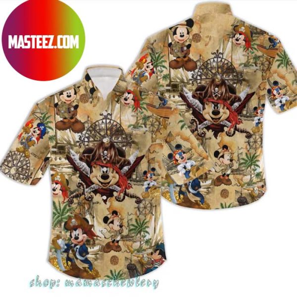 Mickey Mouse Pirate Treasure Map Hawaiian Shirt