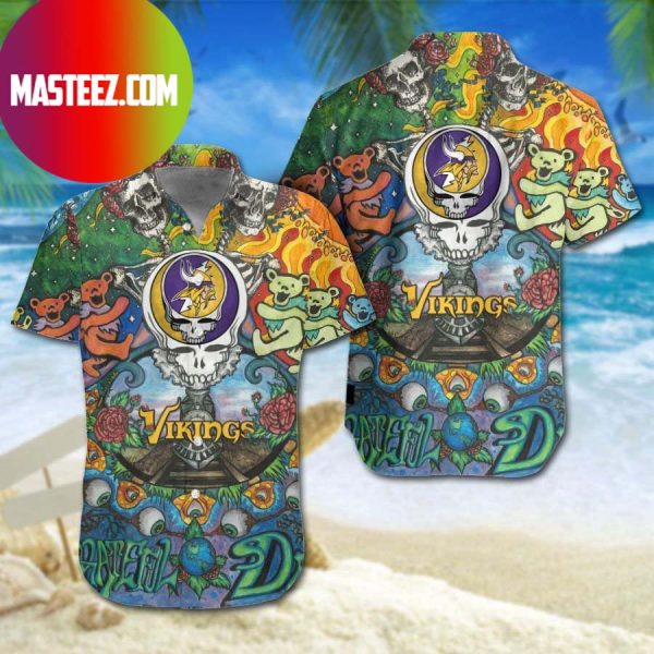 Minnesota Vikings NFL Grateful Dead Dancing Bears Hawaiian Shirt