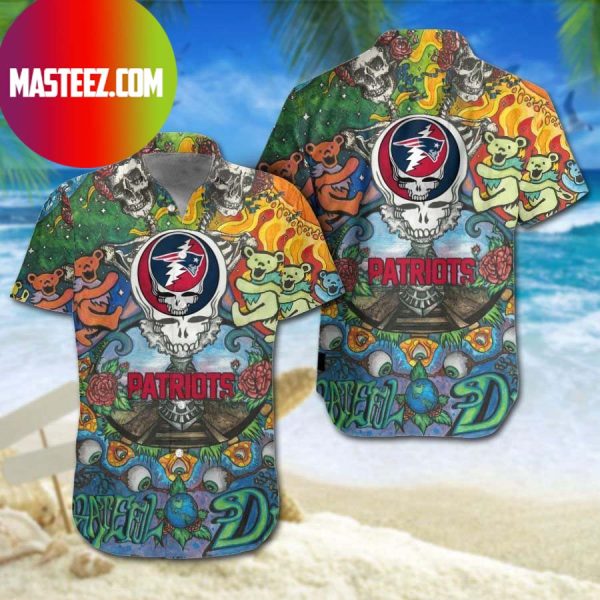 New England Patriots NFL Grateful Dead Dancing Bears Hawaiian Shirt