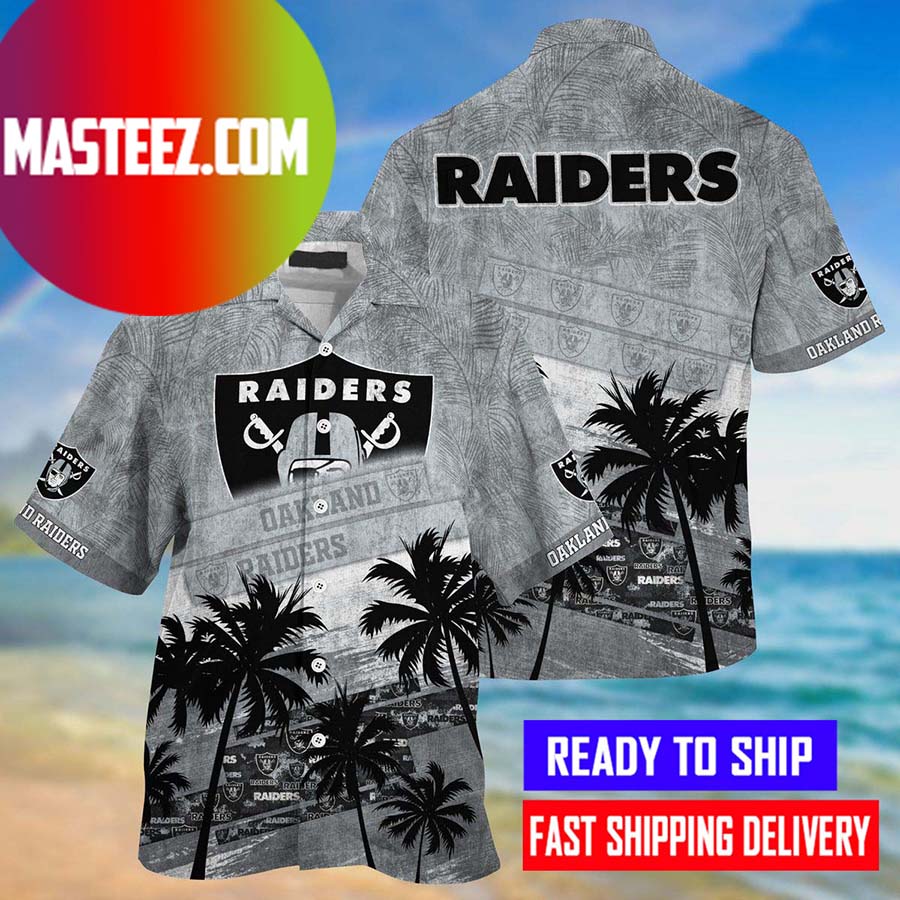 Oakland Raiders Style Black And White NFL Hawaiian Shirt