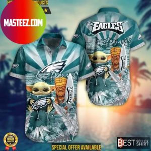 Philadel Eagles NFL Baby Yoda Star Wars Hawaiian Shirt