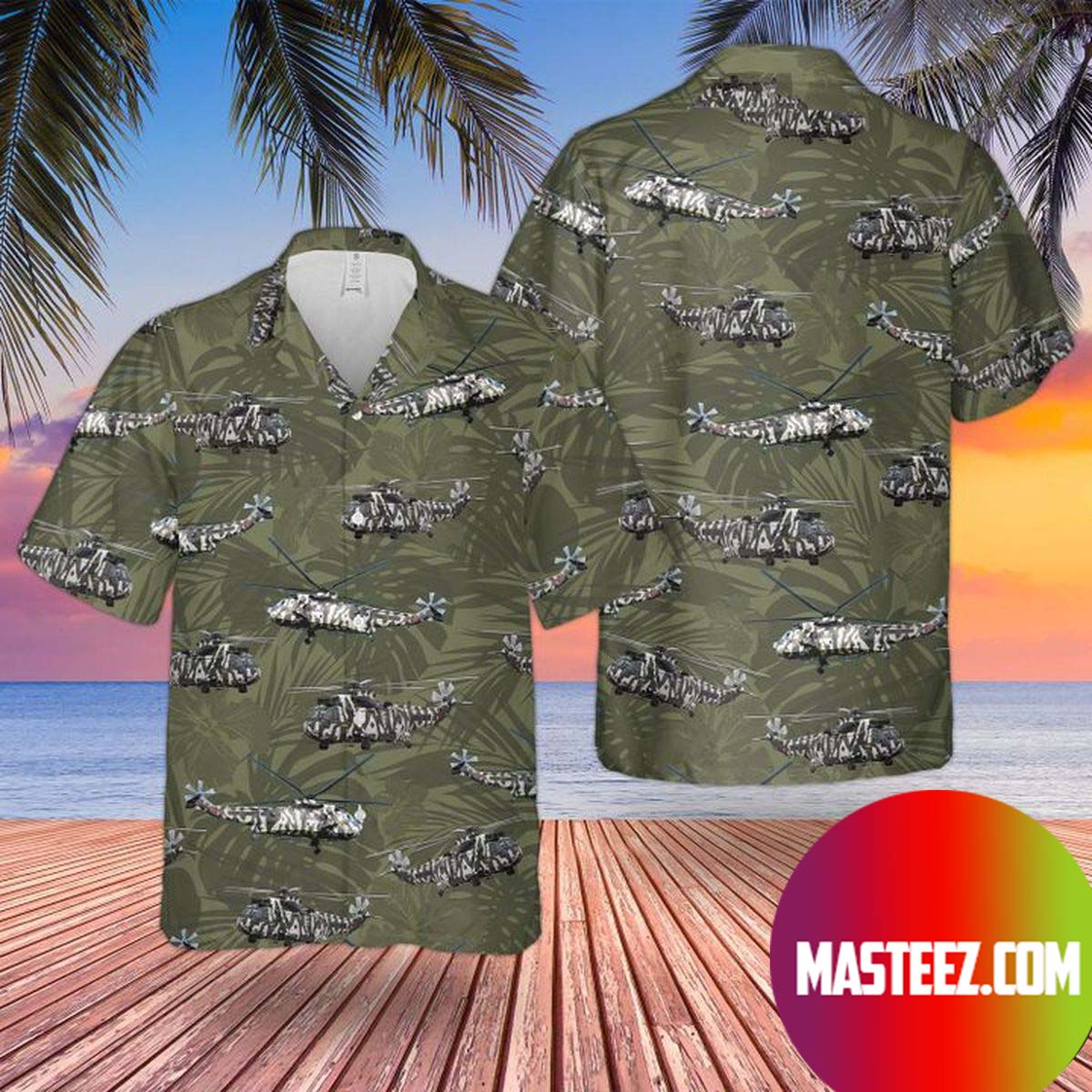 Rn Westland Sea King Hc4 (Jungly) Arctic Camouflage Hawaiian Shirt