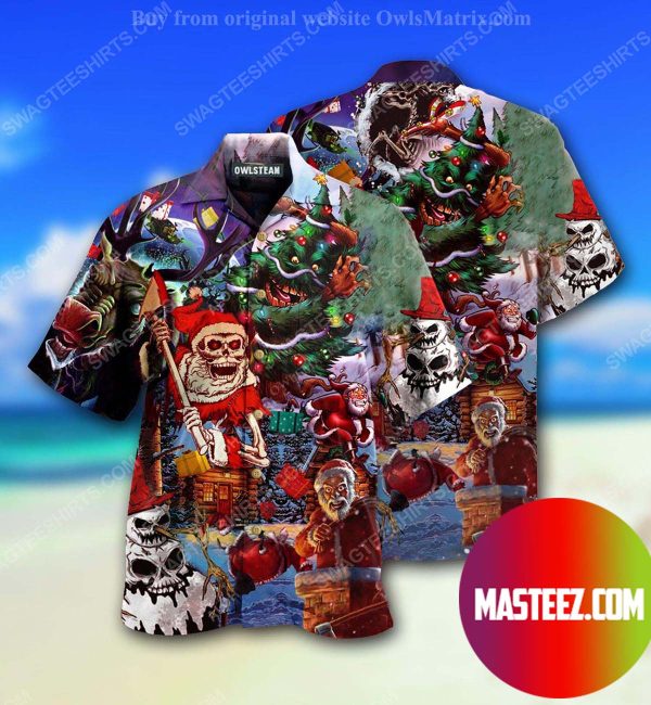 Santa skull and scary christmas Hawaiian Shirt